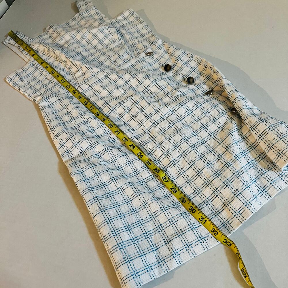 Ann Raylor Plaid High Square Neck Sleeveless Sheath Dress Size 0 Petite NWT - Picture 8 of 9